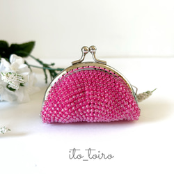 手のひらサイズのがま口コインケース（ローズピンク） その他ミニ財布