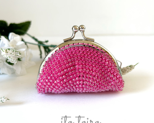 手のひらサイズのがま口コインケース（ローズピンク） その他ミニ財布