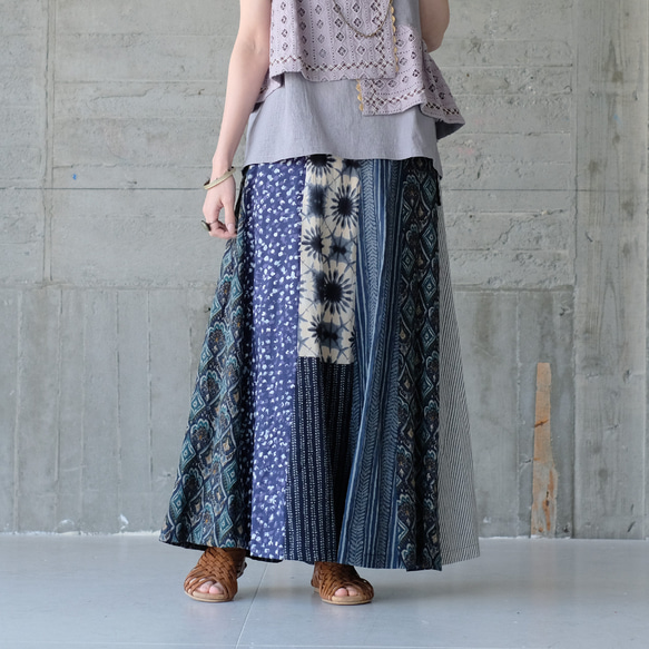 装いに彩りを♪ラップパッチワークスカート（22s-23）パターンF ver3