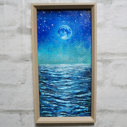 油絵 油彩 油彩画 絵 絵画 長方形ミニ絵画【青い月】 油絵 油彩 油彩画 絵 絵画 長方形ミニ絵画【青い月】 絵画 HR