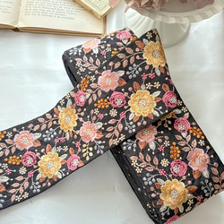 インド刺繍リボン　シルク 楽天市場】【25cm】広幅インド刺繍リボン シルク 小花 インド