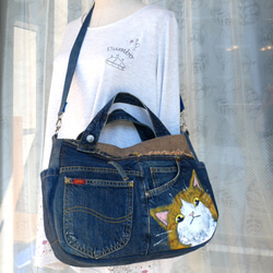 デニムリメイクバッグ（Mサイズ） 直描き ショルダーバッグ potu 通販