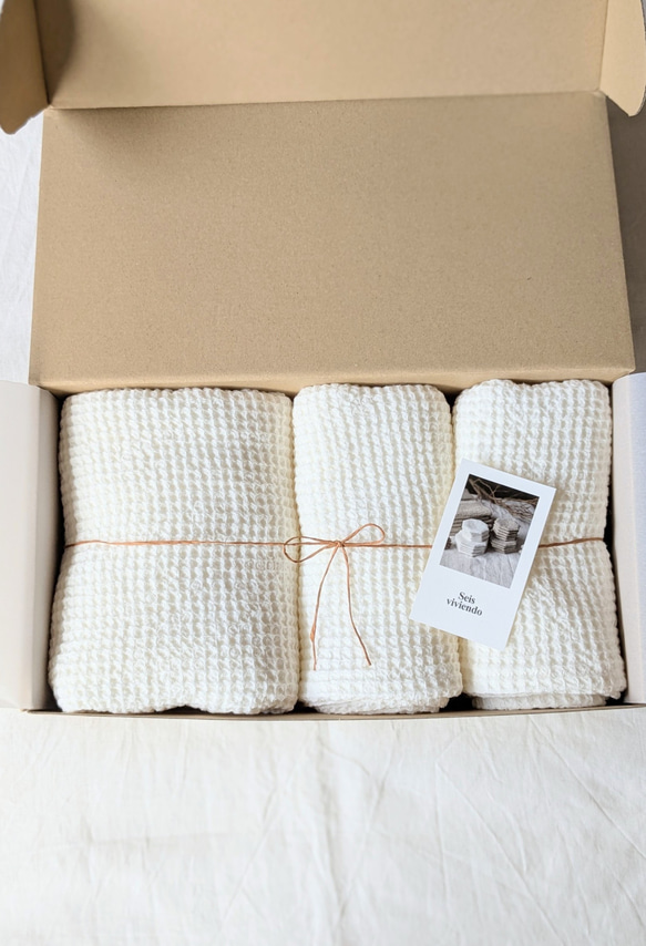 【タオルセット】リネンワッフル　速乾　麻100％　バスタオル・フェイスタオル 2枚目の画像