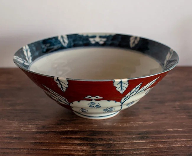 古赤絵 柘榴文 七寸反り鉢（赤）【陶祥窯・有田焼】