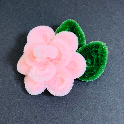 ふんわり可愛い手作りモールフラワー10本セット ピンクの花×黄緑