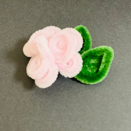 ふんわり可愛い手作りモールフラワー10本セット ピンクの花×黄緑