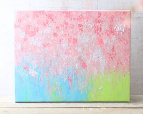 原画】桜2025 抽象画 しだれ桜 272×217mm（F3サイズ）キャンバス 送料