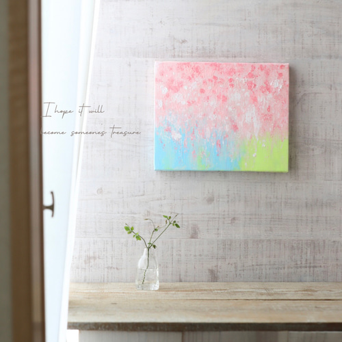 原画】桜2025 抽象画 しだれ桜 272×217mm（F3サイズ）キャンバス 送料