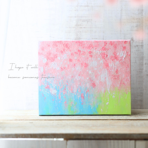 原画】抽象画 しだれ桜 272×217mm（F3サイズ） 絵画 La couleur aya