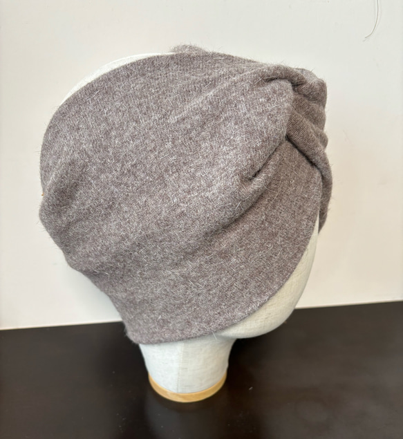 高級 アンゴラウール ニット 超幅広 ターバン ヘアバンド 2枚目の画像