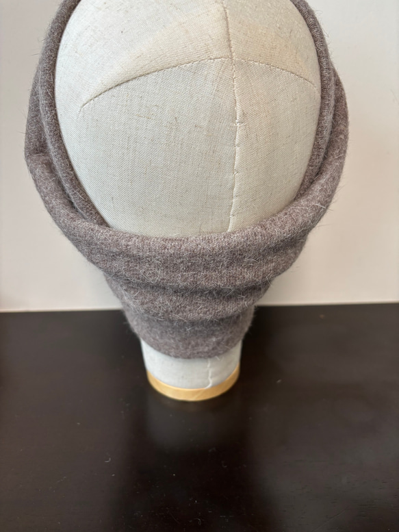 高級 アンゴラウール ニット 超幅広 ターバン ヘアバンド 4枚目の画像