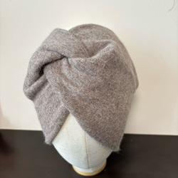 高級 アンゴラウール ニット 超幅広 ターバン ヘアバンド 1枚目の画像