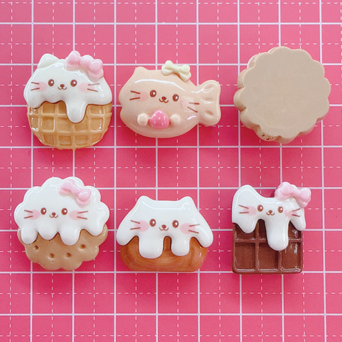 C112）4個ランダム スイーツねこちゃん チョコレート猫ちゃん ワッフル