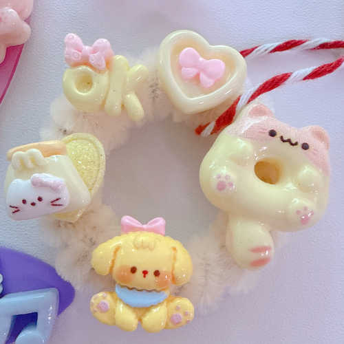 C65）5個 しっぽたらりんドーナツねこちゃん 猫ちゃん 尻尾