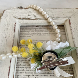 【ｱｰﾃｨﾌｨｼｬﾙﾌﾗﾜｰ】ﾎﾜｲﾄﾛｰｽﾞ　ミモザーのｺｻｰｼﾞｭ・・ハレの日、フォーマル、卒入学コーデ 3枚目の画像