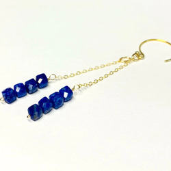 【天然石チャーム】ラピスラズリ　14kgf/シルバー925  ２本　ハンドメイド素材 2枚目の画像