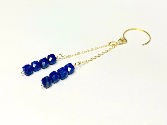 【天然石チャーム】ラピスラズリ　14kgf/シルバー925  ２本　ハンドメイド素材 2枚目の画像