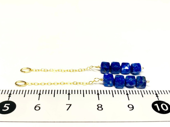 【天然石チャーム】ラピスラズリ　14kgf/シルバー925  ２本　ハンドメイド素材 3枚目の画像