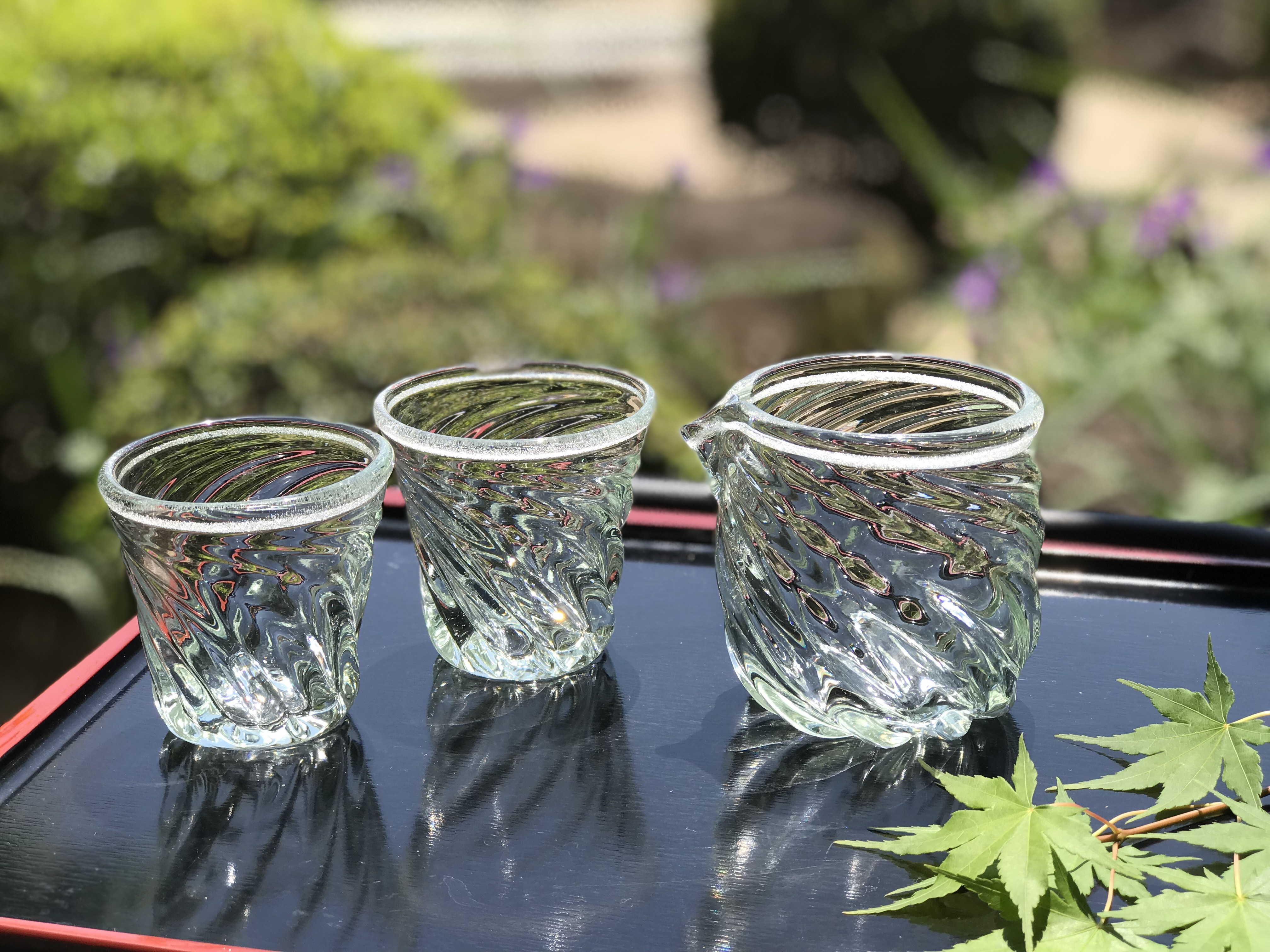 父の日に　琉球リンググラス酒器・ぐい呑み3点セット　誕生日　プレゼント　お祝い