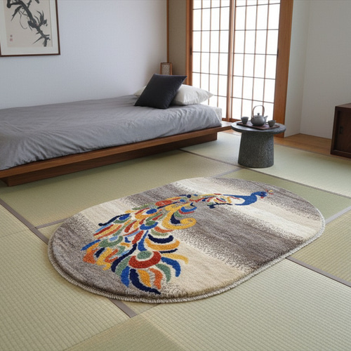 ペルシャ　ギャッベ　ソファ前　小判型　120×80　アイボリー　生命の木　花　葉 ペルシャ ギャッベ ソファ前 小判型 120×80 アイボリー 生命の木