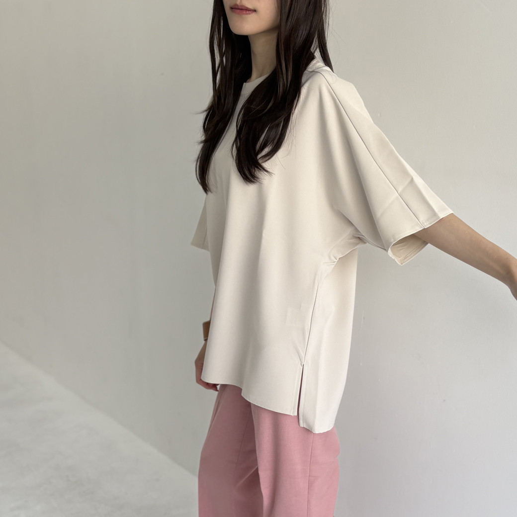 【日本製】ダブルクロス＿裾スリットプルオーバー(セットアップ対応)＿クリーム