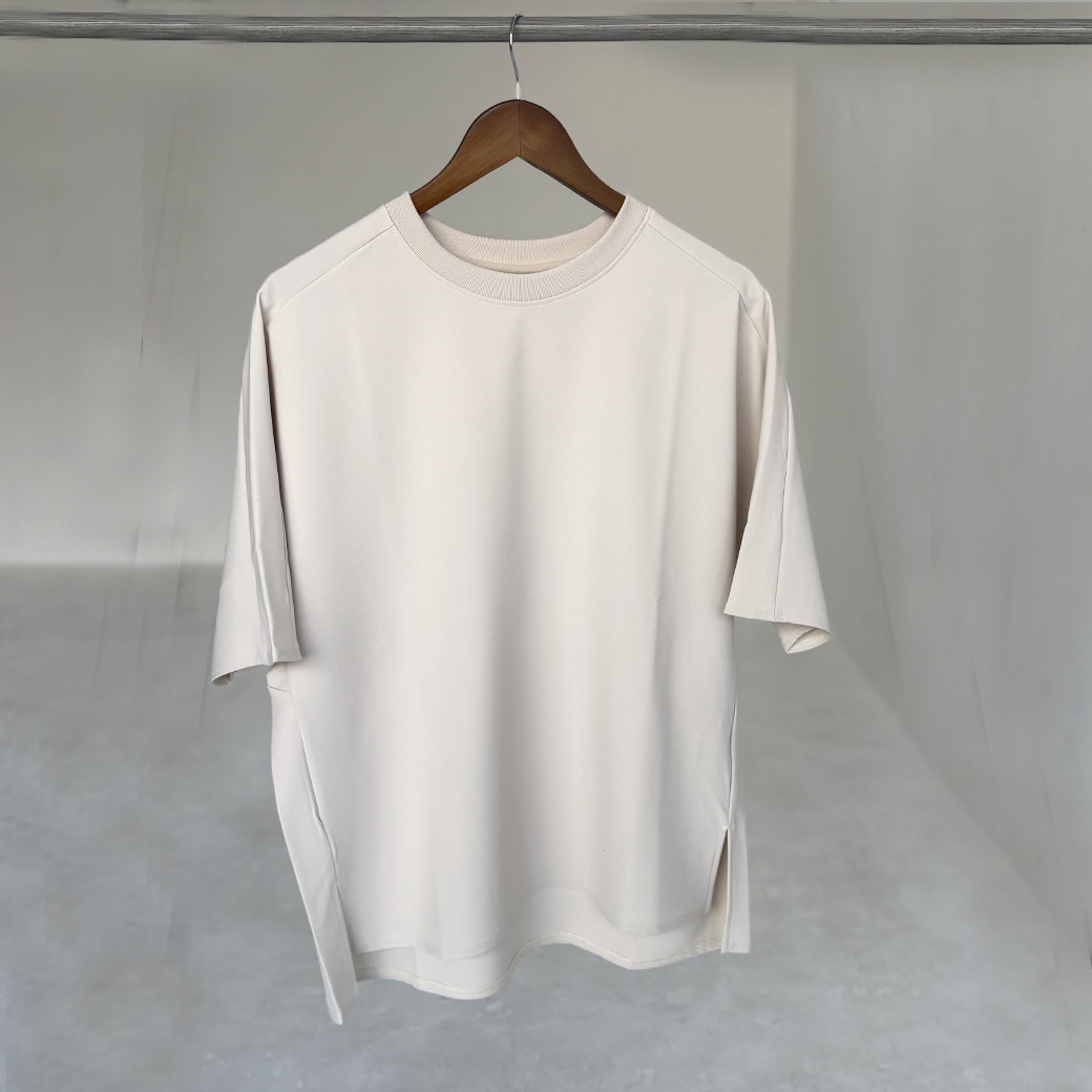 【日本製】ダブルクロス＿裾スリットプルオーバー(セットアップ対応)＿クリーム