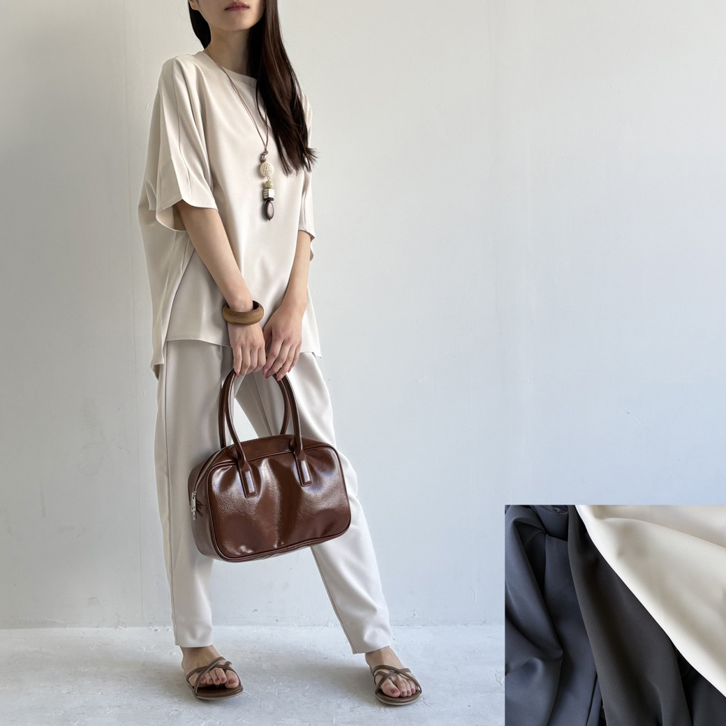 【日本製】ダブルクロス＿裾スリットプルオーバー(セットアップ対応)＿クリーム