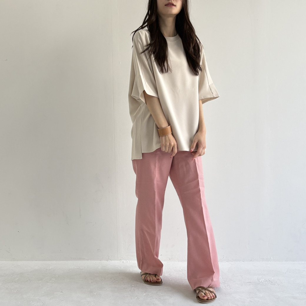 【日本製】ダブルクロス＿裾スリットプルオーバー(セットアップ対応)＿クリーム