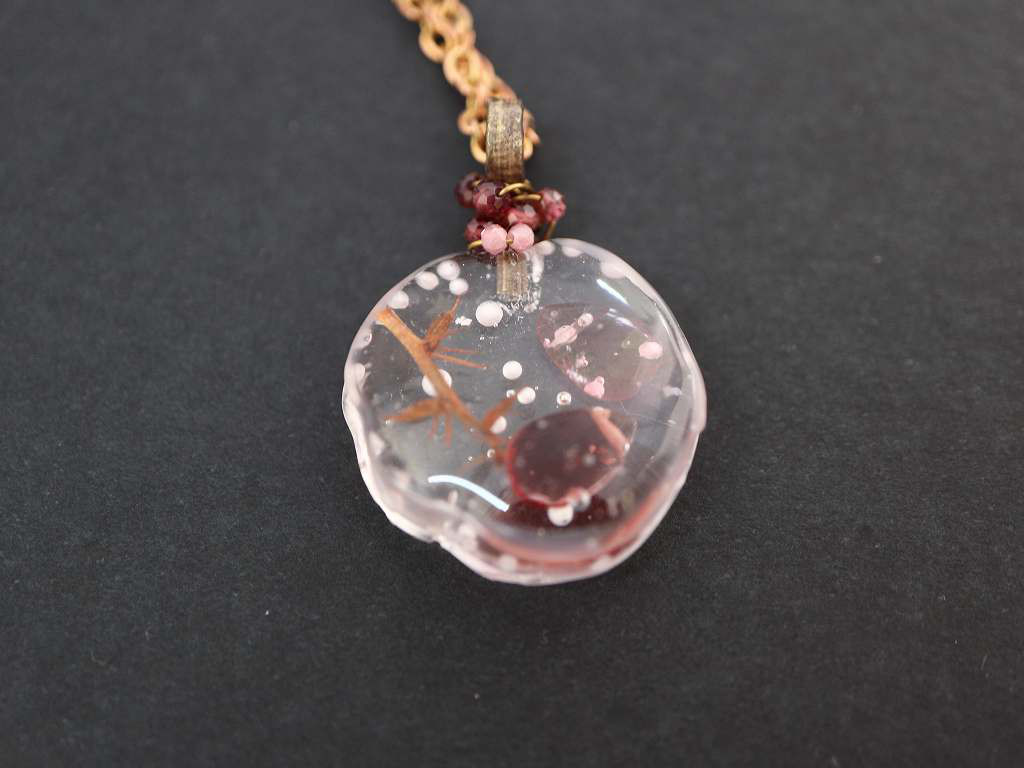 鉱物標本＊ガーネット＊真鍮ネックレス＊no.728
