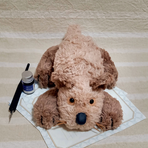 伏せ犬(ボサボサタイプ) ぬいぐるみ むかしトンボ工房 通販 19050706