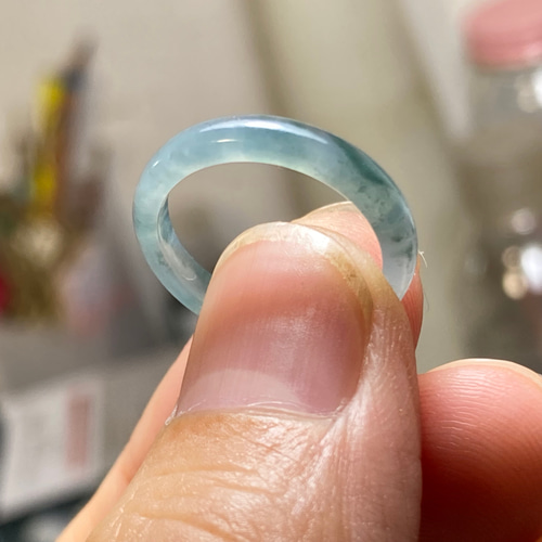 L10-210 ピンキーリング 藍花 7.5号 天然グアテマラ産 A貨 本翡翠