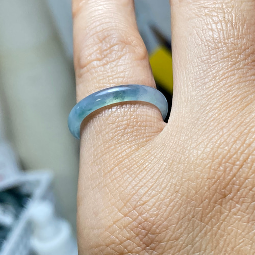 L10-210 ピンキーリング 藍花 7.5号 天然グアテマラ産 A貨 本翡翠