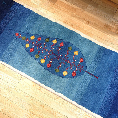 ペルシャ ギャッベ ランナー大 リビング 廊下敷 ラグ 195x75cm ザクロ