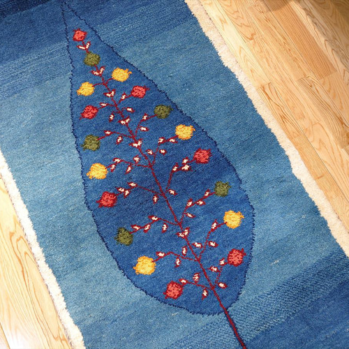ペルシャ ギャッベ ランナー大 リビング 廊下敷 ラグ 195x75cm ザクロ