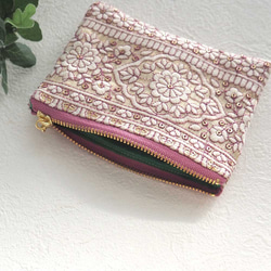 【SALE】インド刺繍のミニポーチ 4枚目の画像
