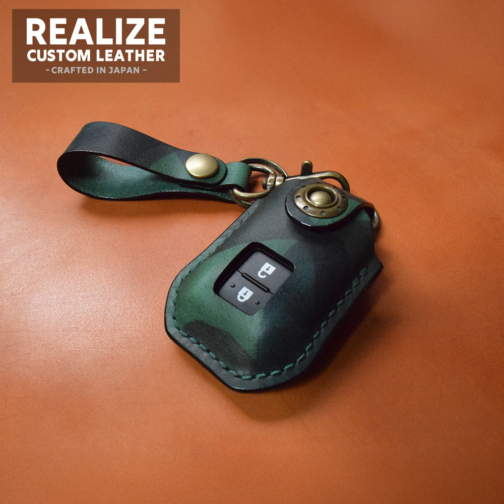 スズキ車 スマートキー専用本革迷彩キーカバー＆キーホルダー ジムニーJB64 シエラ JB74 フロンクス ハスラーなど