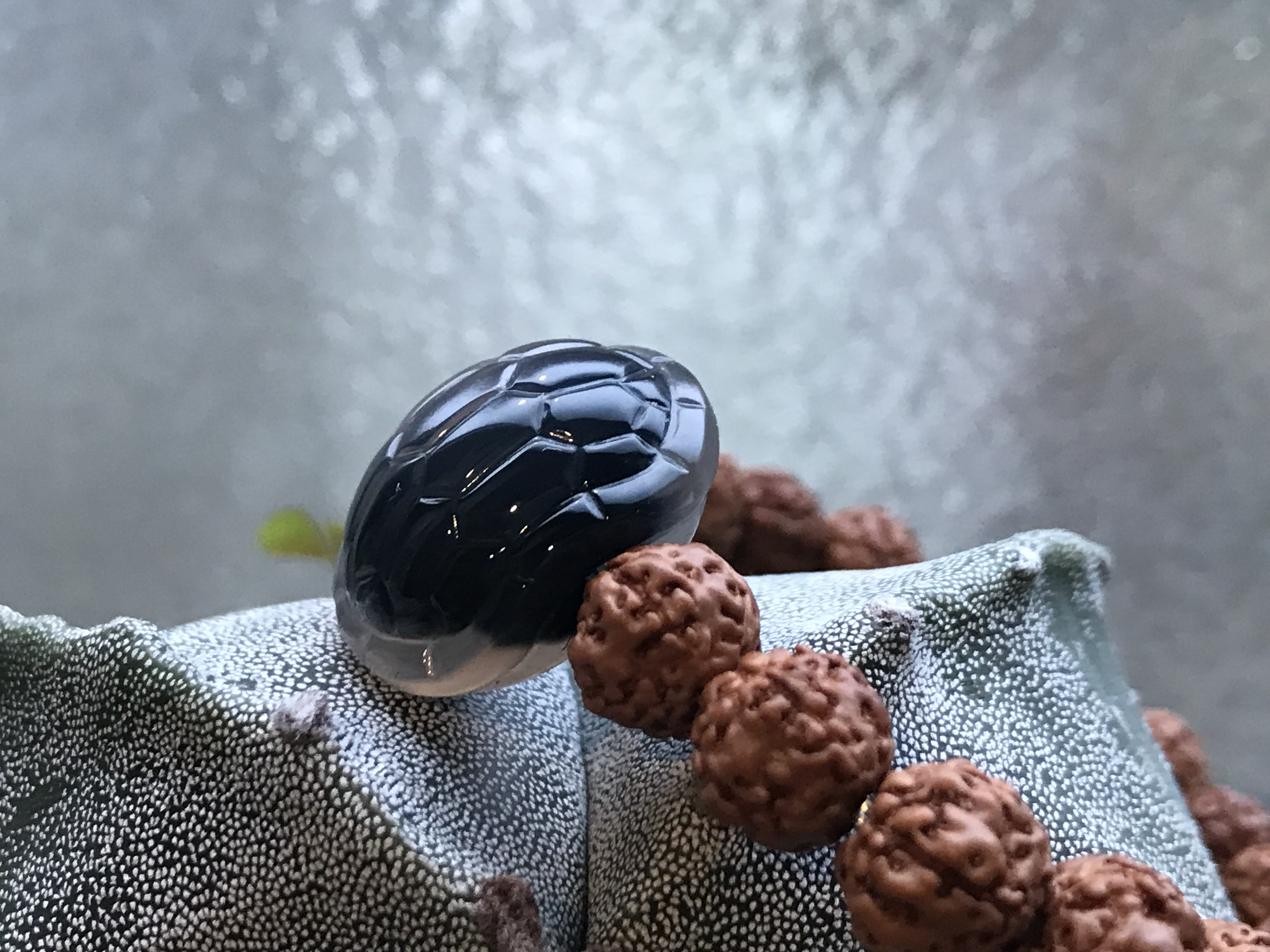 ゴビ石−1350 ゴビ瑪瑙　彫刻　『亀の甲羅』　男女兼用