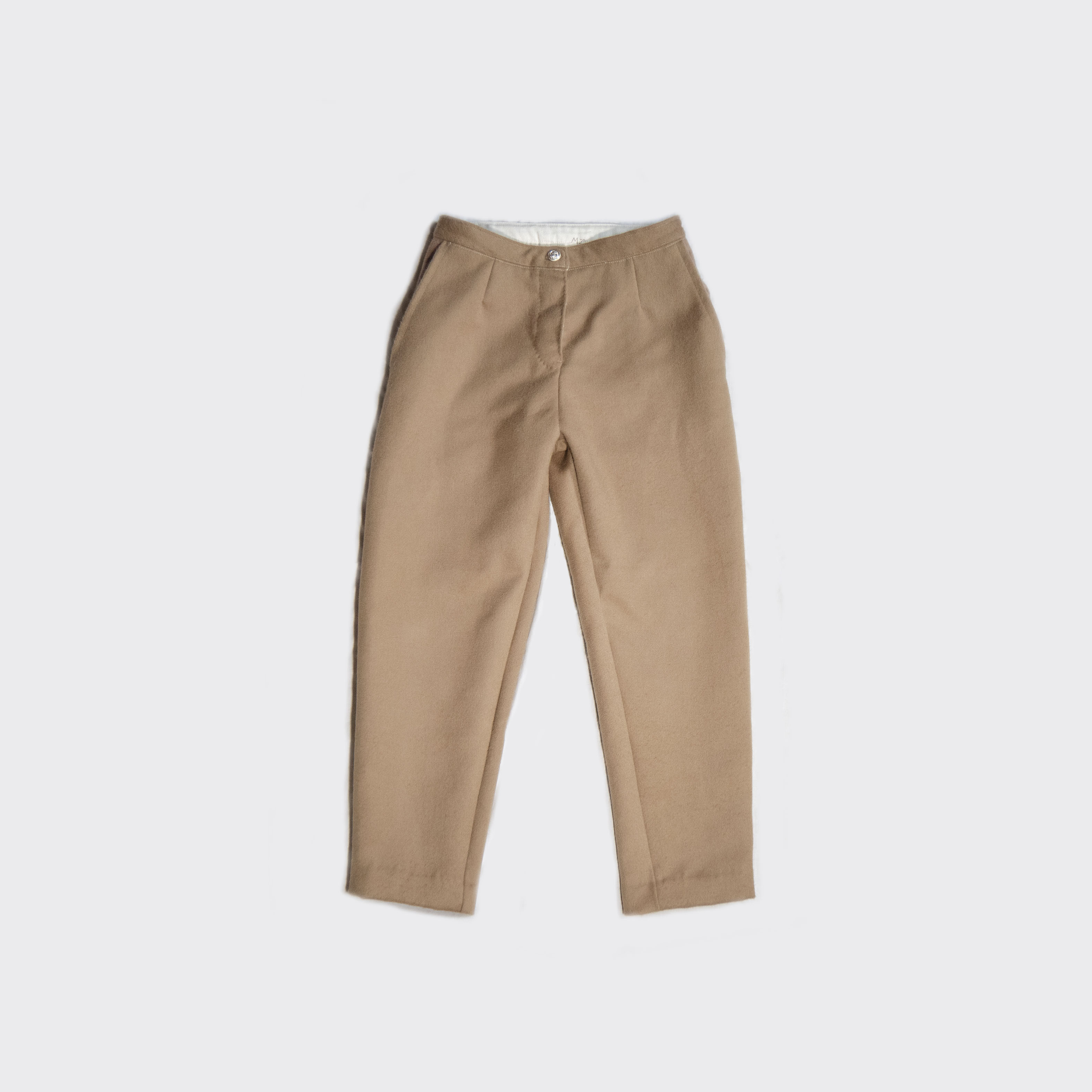 オーダーメイド、ベージュ、デッドストック厚地ウール、クラシックストレートパンツ、サイズXS(サンプル)サイズ指定可能