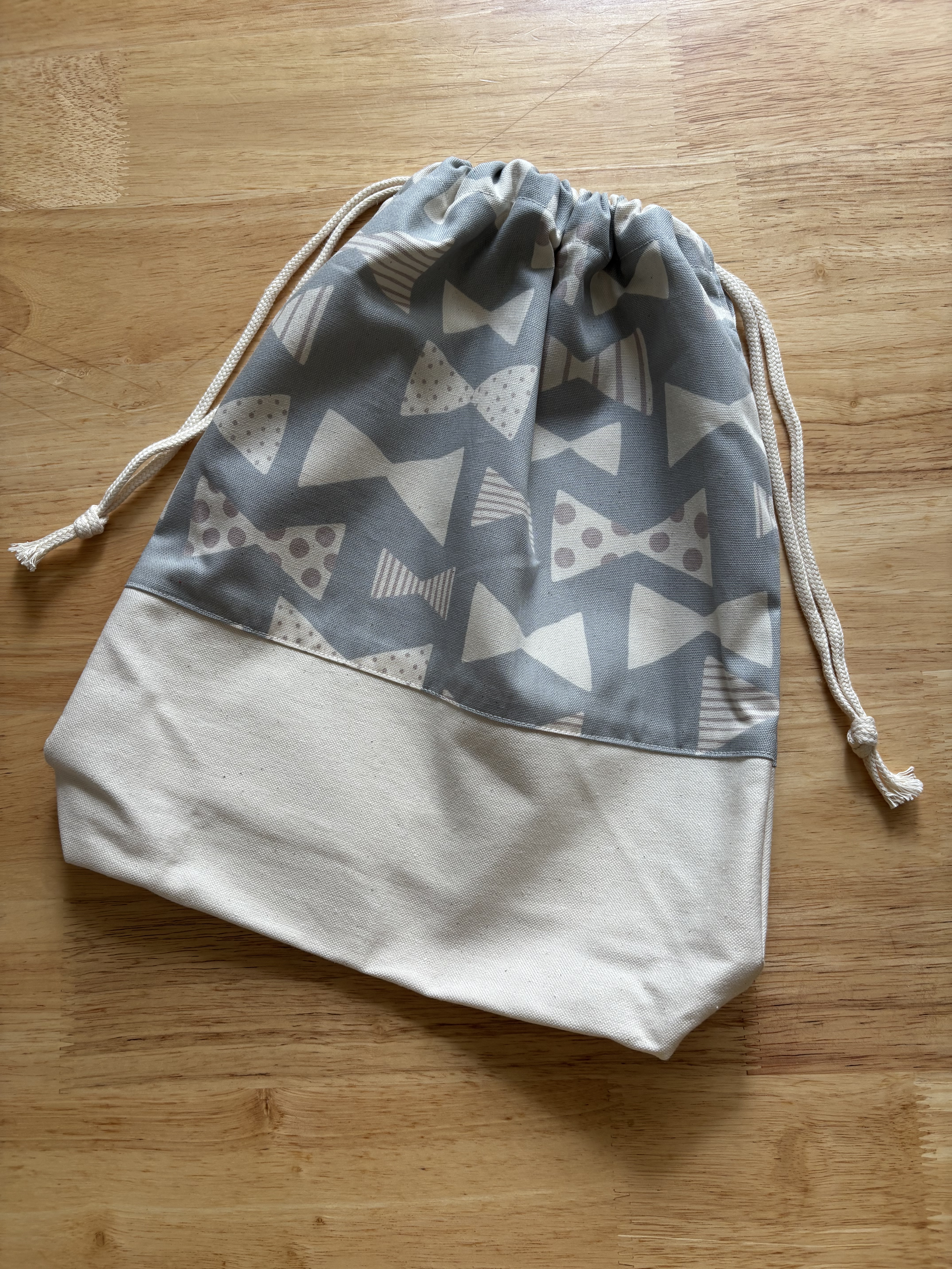 【入園入学３点セット】北欧風リボン柄コットンのレッスンバッグ・シューズバッグ・体操服袋 かわいい　レトロ