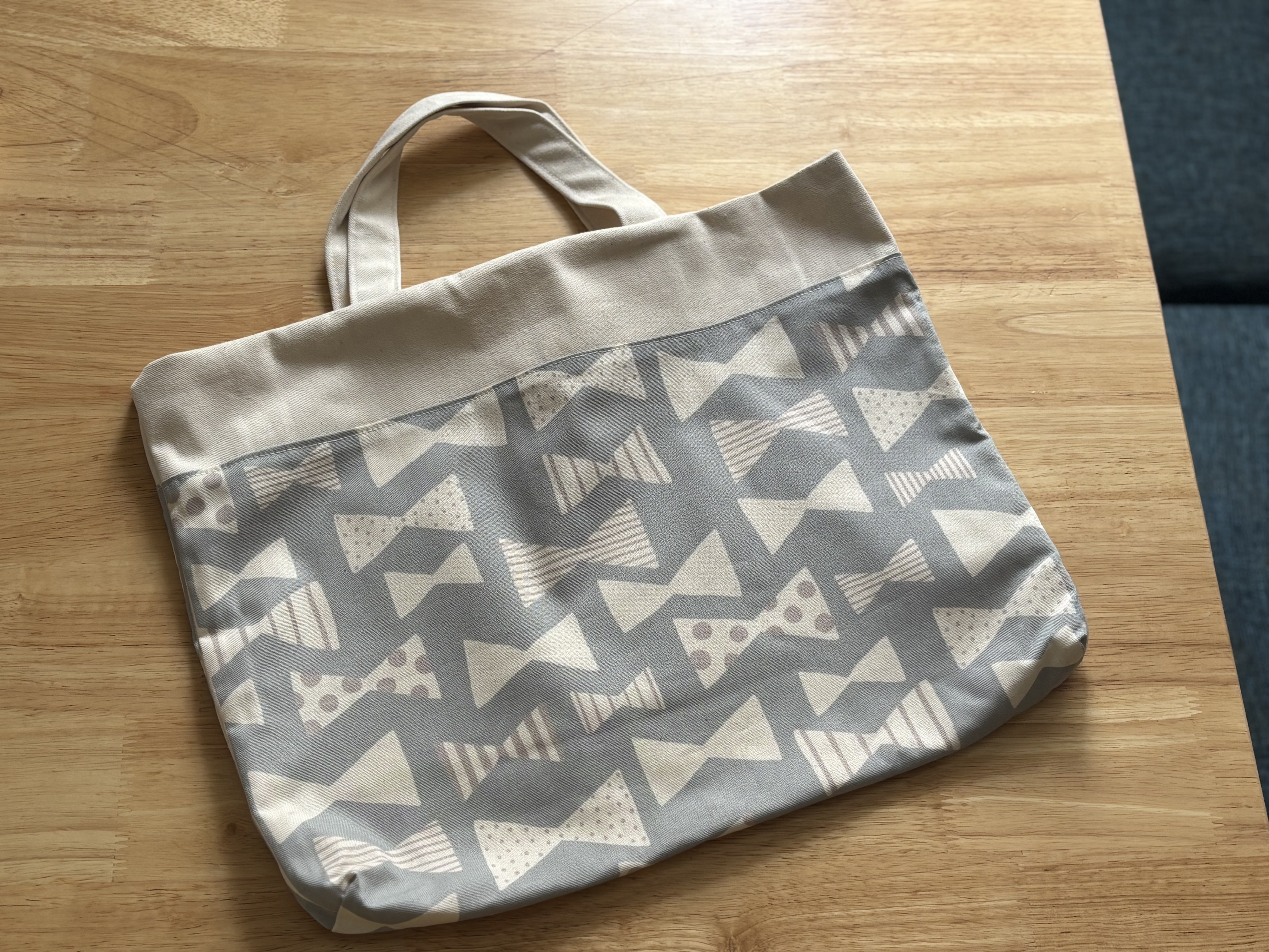 【入園入学３点セット】北欧風リボン柄コットンのレッスンバッグ・シューズバッグ・体操服袋 かわいい　レトロ