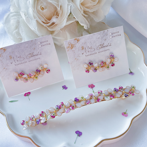 春色新作2026】Flower barrette（アリッサム）プレゼント 大きめ 母の