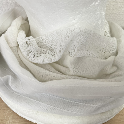 ホワイトレースシルバーレオパード&ホワイト国内手作りネック  