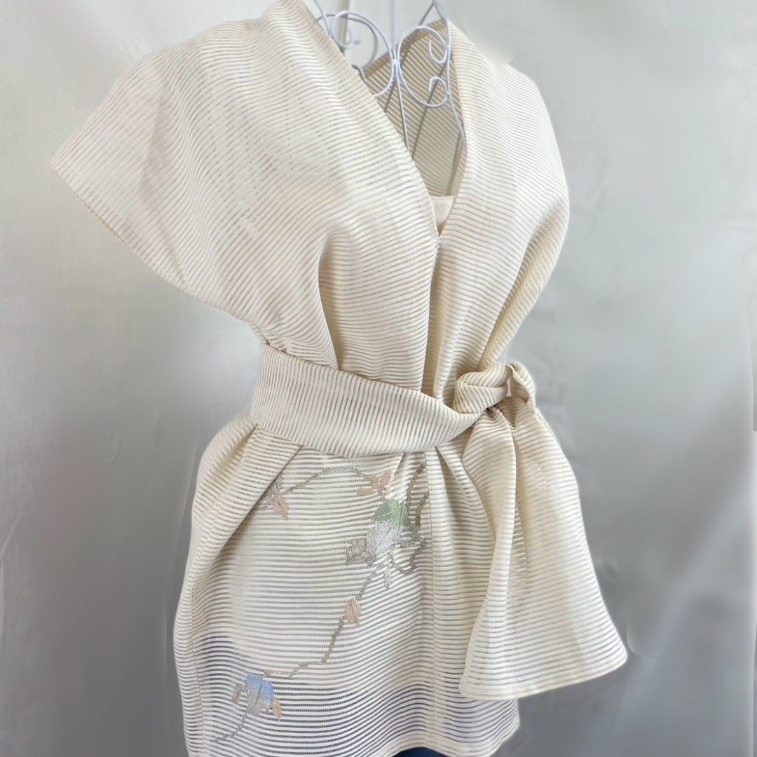 SAMPLE SALE｜夏帯プルオーバー（絹・リボン付）［通年レイヤー／一点物］