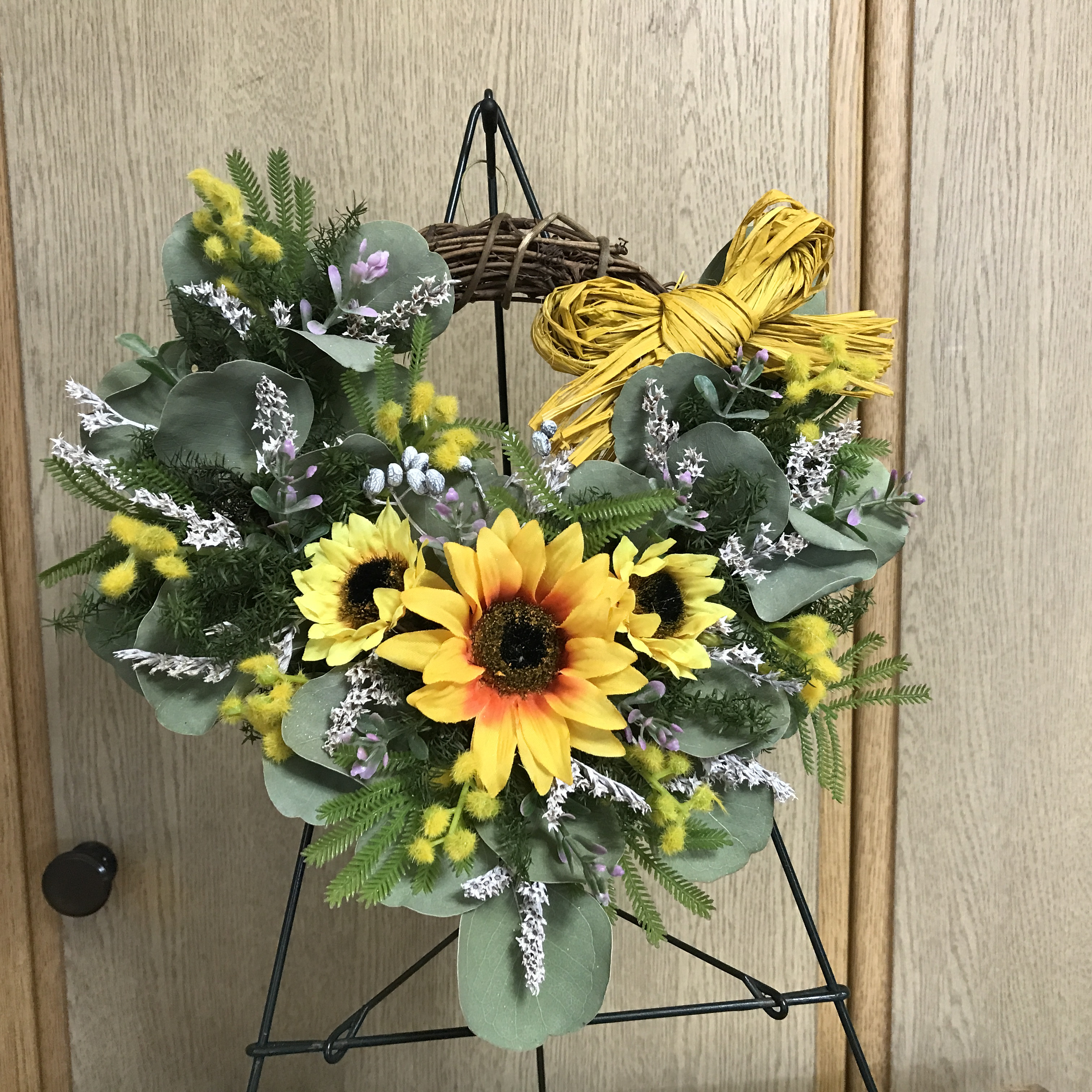 《新作》ミモザと向日葵のイエローパワーリース（受注制作） 4,150円