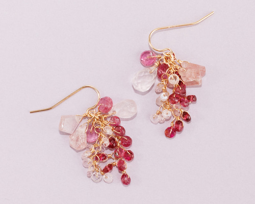 14kgf ピンクサファイア トルマリン ピンクトルマリン ローズクォーツ