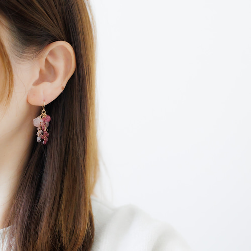 14kgf ピンクサファイア トルマリン ピンクトルマリン ローズクォーツ