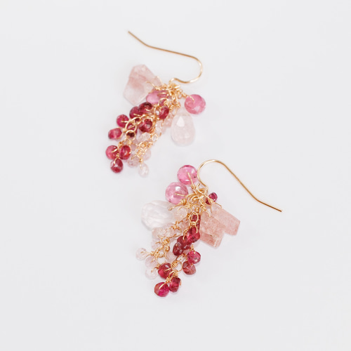 14kgf ピンクサファイア トルマリン ピンクトルマリン ローズクォーツ