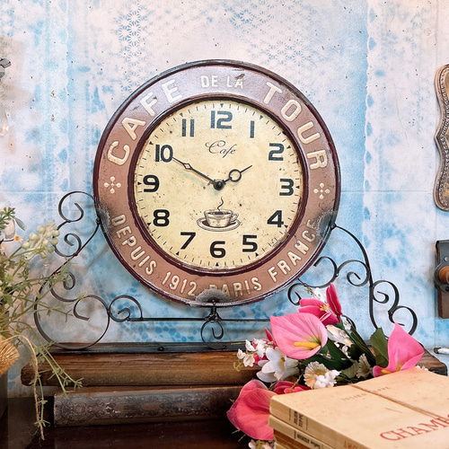 フレンチ アンティーク ディスプレイウォール クロック ウォッチ フランス パリ フレンチアンティークデザインの時計 カフェ 置き時計 PARIS