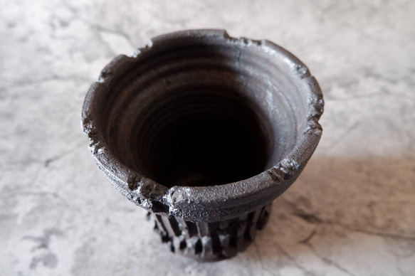 4.5号窯変黒コラム鉢943　塊根植物　多肉植物　盆栽　植木鉢　作家鉢　沖縄 4枚目の画像