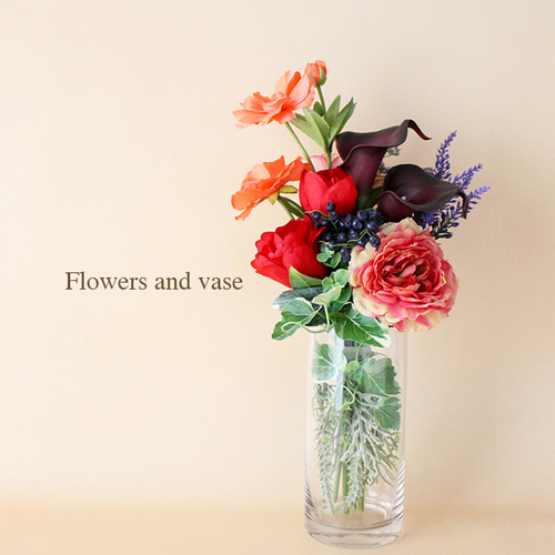 アーティシャルフラワー 造花アレンジメント オレンジ 赤 紫 アーティフィシャルフラワー】華やかなダリアのアレンジメント 赤